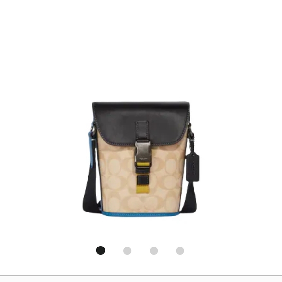 Coach Small Flap Track Stylish Men's Crossbody Bag In Light Khaki/Blue Jay Mult - Picture 12 of 16